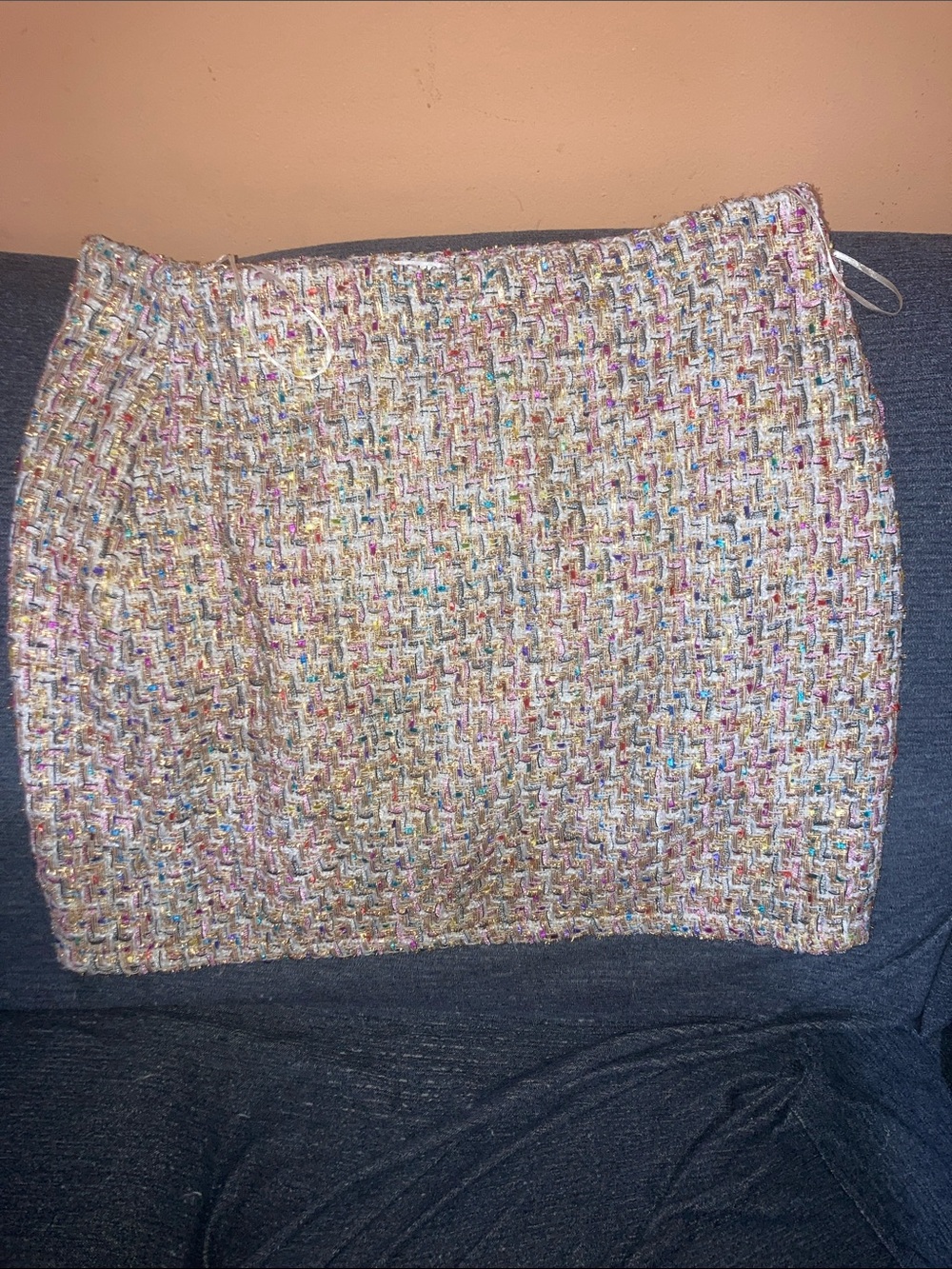 VENUS Cream Tweed Mini Skirt with Pastel Flecks